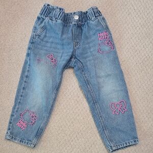 H&M Hello Kitty Kids Jeans with Pink Embroidery Size 3T